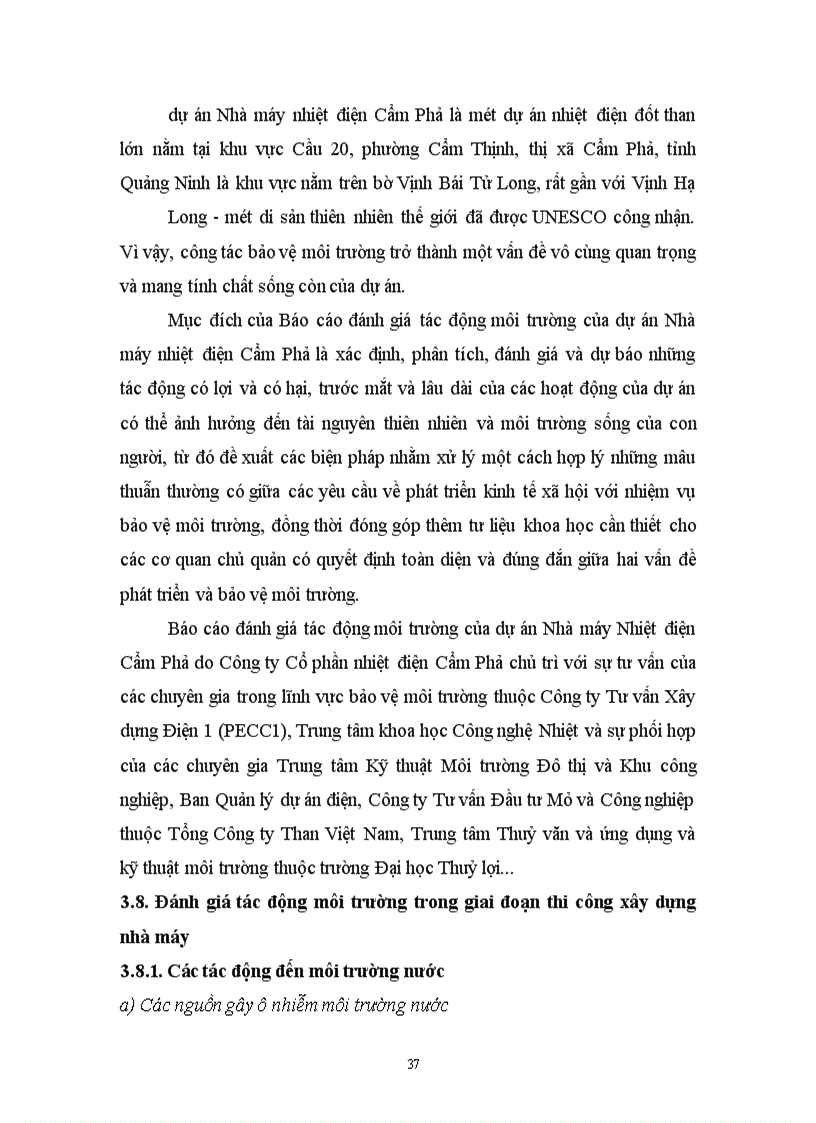 image for page Cách lập và phân tích 1 dự án đầu tư , cụ thể là dự án xây dựng Nhà Máy Nhiệt Điện Cẩm Phả công suất 600MWe