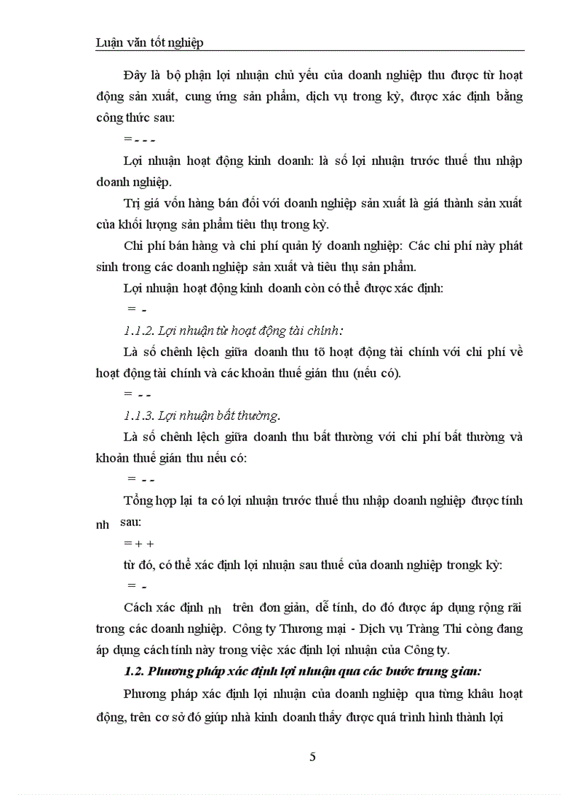 Lợi nhuận và một số biện pháp nhằm tăng lợi tại Công ty thương mại và dịch vụ Tràng Thi