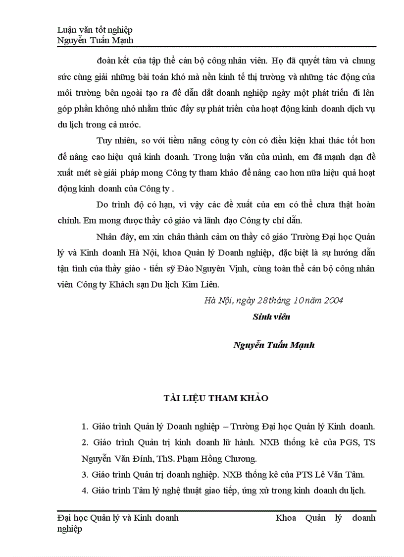 image for page Thực trạng và giải pháp nâng cao hiệu quả kinh doanh của Công ty khách sạn du lịch Kim Liên