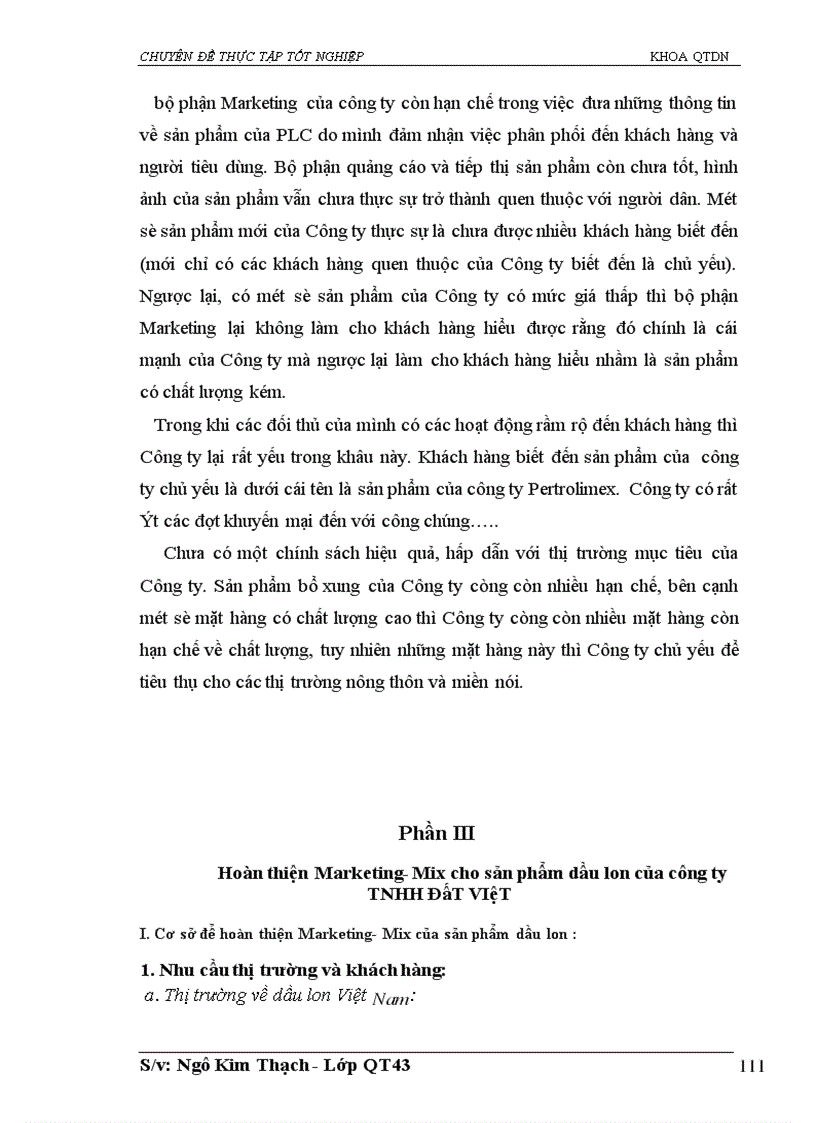 image for page Marketing- Mix trong kinh doanh dầu lon ở Công ty TNHH Đất Việt
