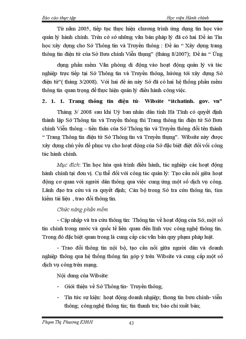 image for page Một số giải pháp nhằm hoàn thiện tin học hóa công tác quản lý tại văn phòng sở thông tin và truyền thông tỉnh hà tĩnh