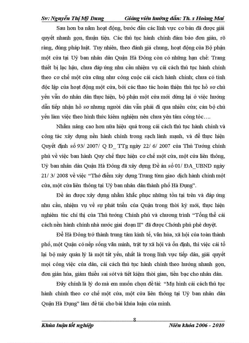 image for page Mô hình cải cách thủ tục hành chính theo cơ chế một cửa, một cửa liên thông tại Uỷ ban nhân dân Quận Hà Đông