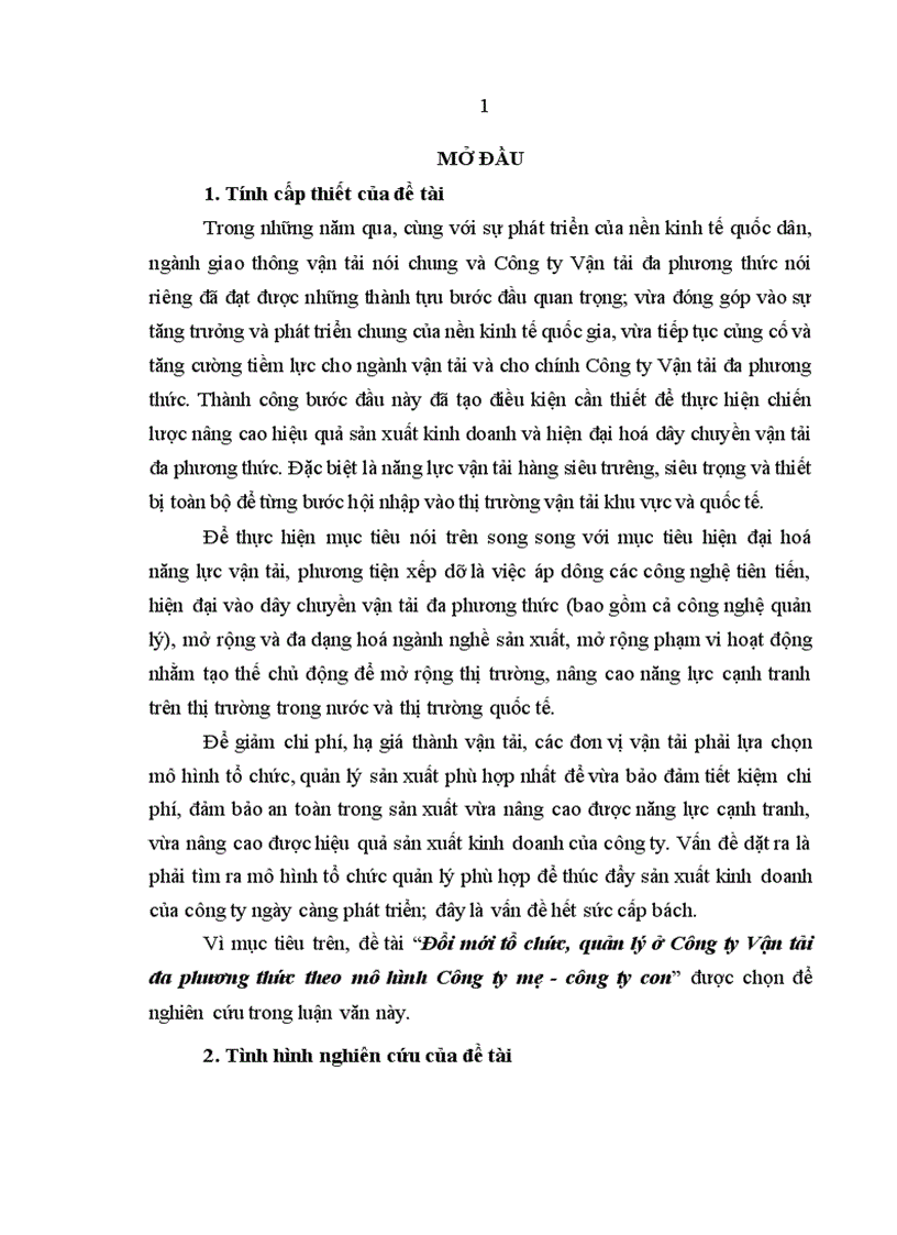 image for page Đổi mới tổ chức, quản lý ở Công ty Vận tải đa phương thức theo mô hình Công ty mẹ - công ty con