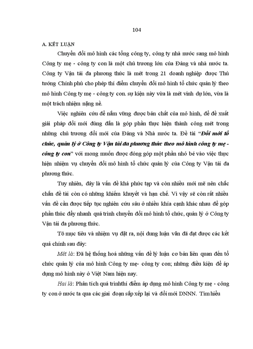 image for page Đổi mới tổ chức, quản lý ở Công ty Vận tải đa phương thức theo mô hình Công ty mẹ - công ty con