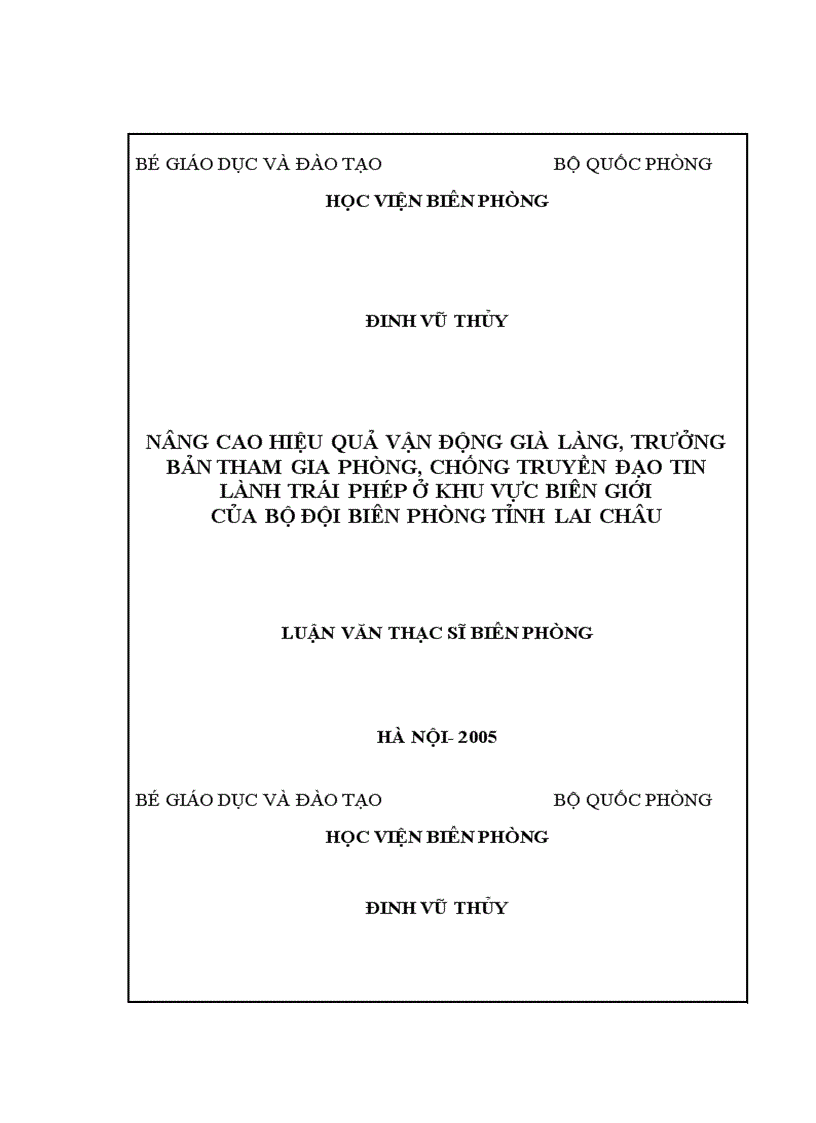 image for page Nâng cao hiệu quả vận động Già làng trưởng bản tham gia phòng chống truyền đạo tin lành trái phép ở khu vực biên giới của Bộ đội Biên phòng Tỉnh Lai Châu