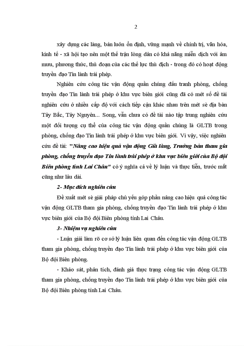 image for page Nâng cao hiệu quả vận động Già làng trưởng bản tham gia phòng chống truyền đạo tin lành trái phép ở khu vực biên giới của Bộ đội Biên phòng Tỉnh Lai Châu