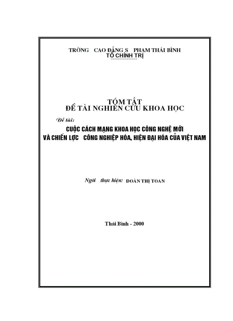 image for page Uộc cách mạng khoa học và công nghệ mới và chiến lược công nghiệp hóa, hiện đại hóa của Việt Nam