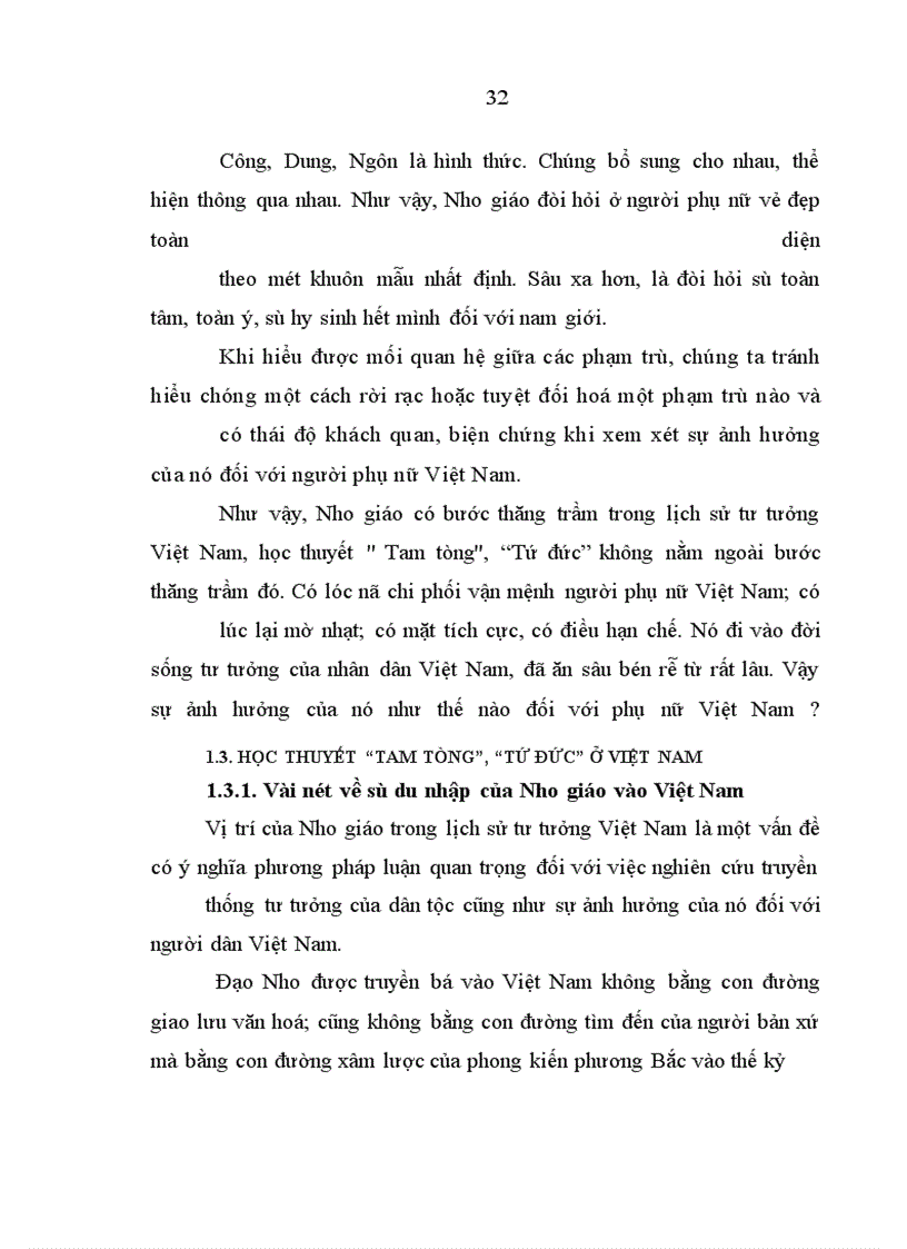image for page Học thuyết tam tòng, tứ đức trong nho giáo và ảnh hưởng của nó đối với người phụ nữ Việt Nam hiện nay - thực trạng và giải pháp