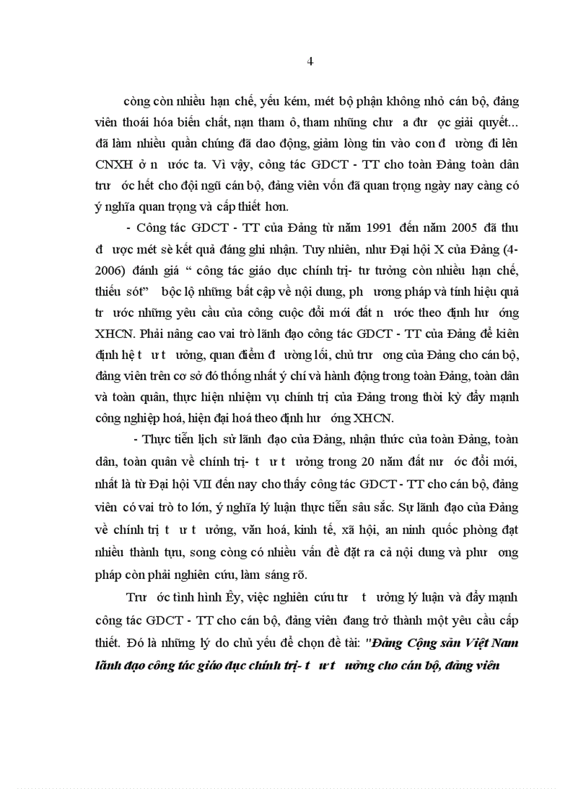 image for page Đảng Cộng sản Việt Nam lãnh đạo công tác giáo dục chính trị- tư tưởng cho cán bộ, đảng viên trong thời kỳ đổi mới ( 1991 – 2005)