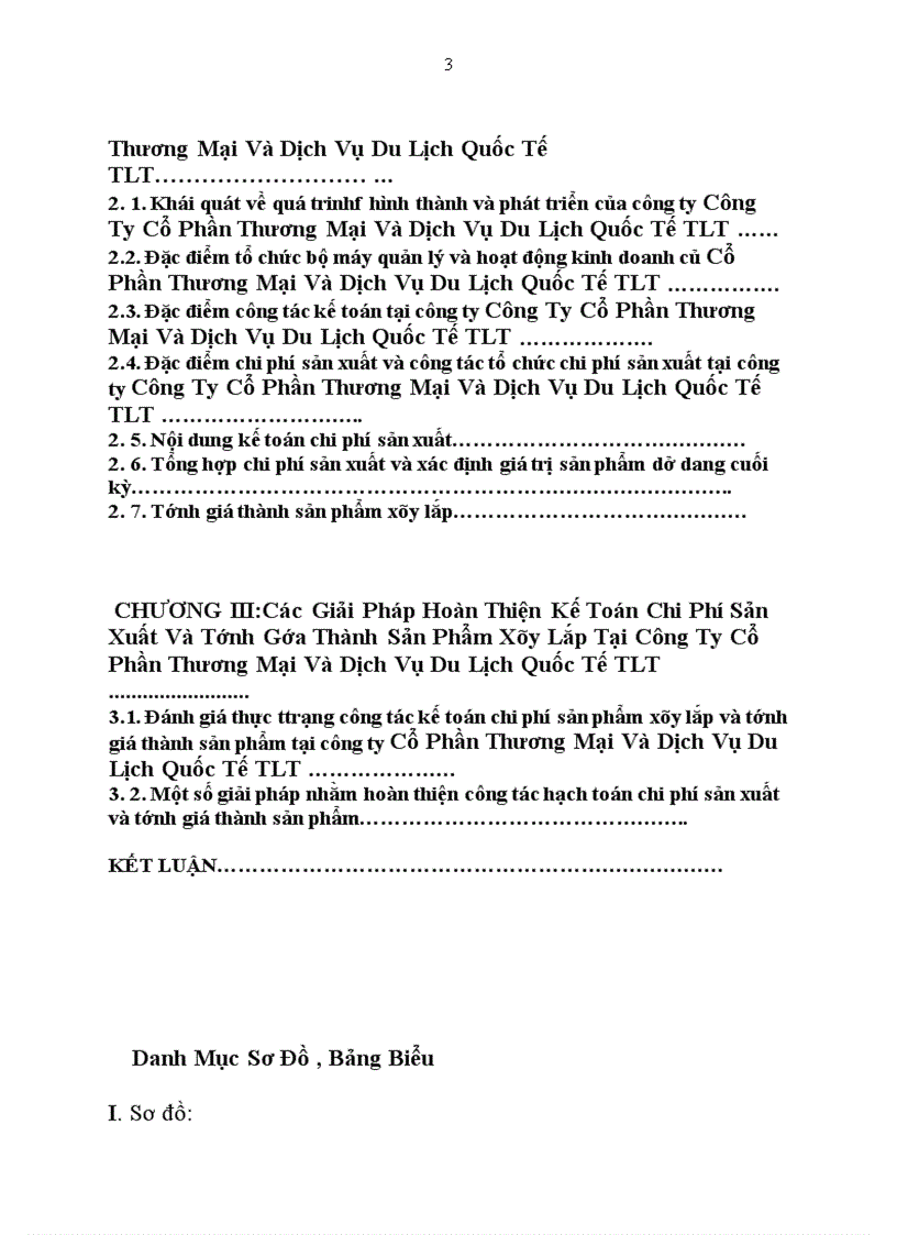 image for page Hoàn thiện công tác hạch toán kế toán CPSX và tính giá thành sản phẩm xây lắp tại Công ty Cổ phần thương mại và dịch vụ du lịch quốc tế TLT
