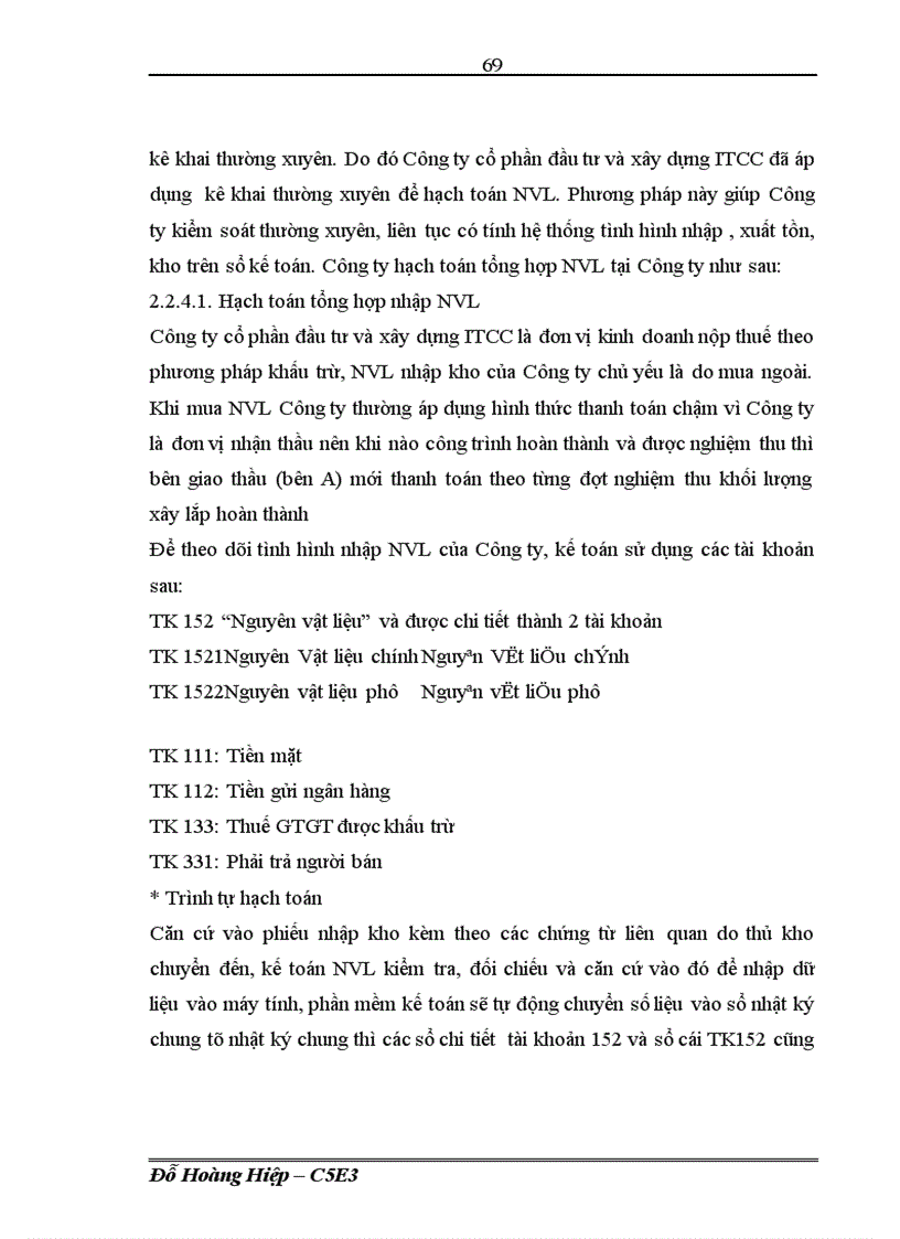 image for page Kế toán nguyên vật liệu tại Công ty Cổ phần Đầu tơư và Phát triển ITCC