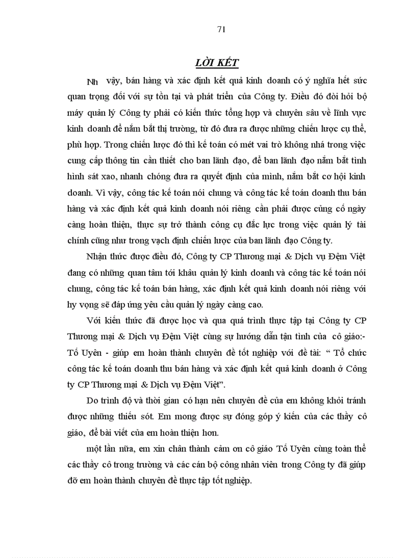 image for page Tổ chức công tác kế toán doanh thu bán hàng và xác định kết quả kinh doanh ở Công ty CP Thương mại & Dịch vụ Đệm Việt