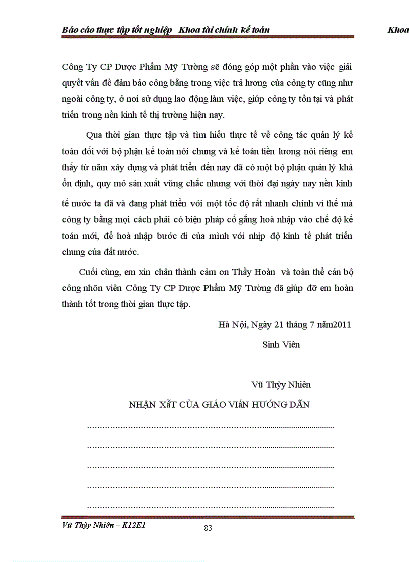 image for page Kế toán tiền lương và các khoản trích theo lương tại Công ty dược phẩm Mỹ Tường