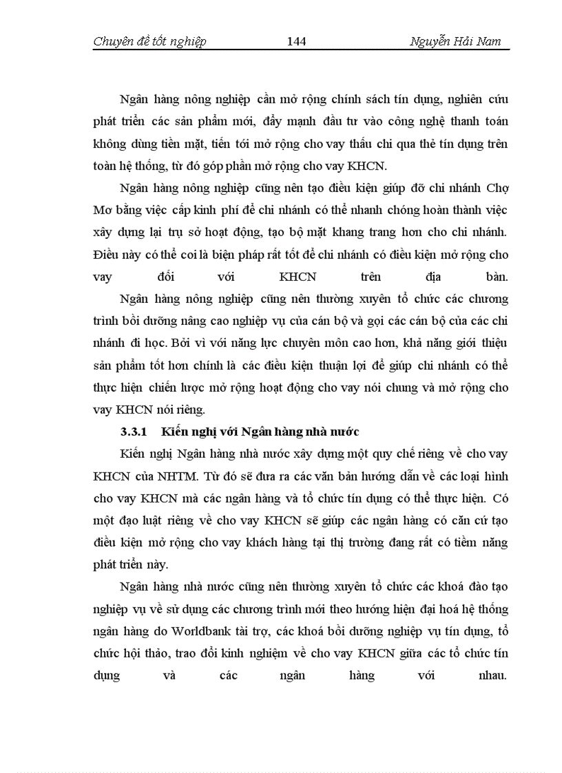 image for page Mở rộng cho vay đối với khách hàng cá nhân tại NHNo&PTNT – chi nhánh Chợ Mơ