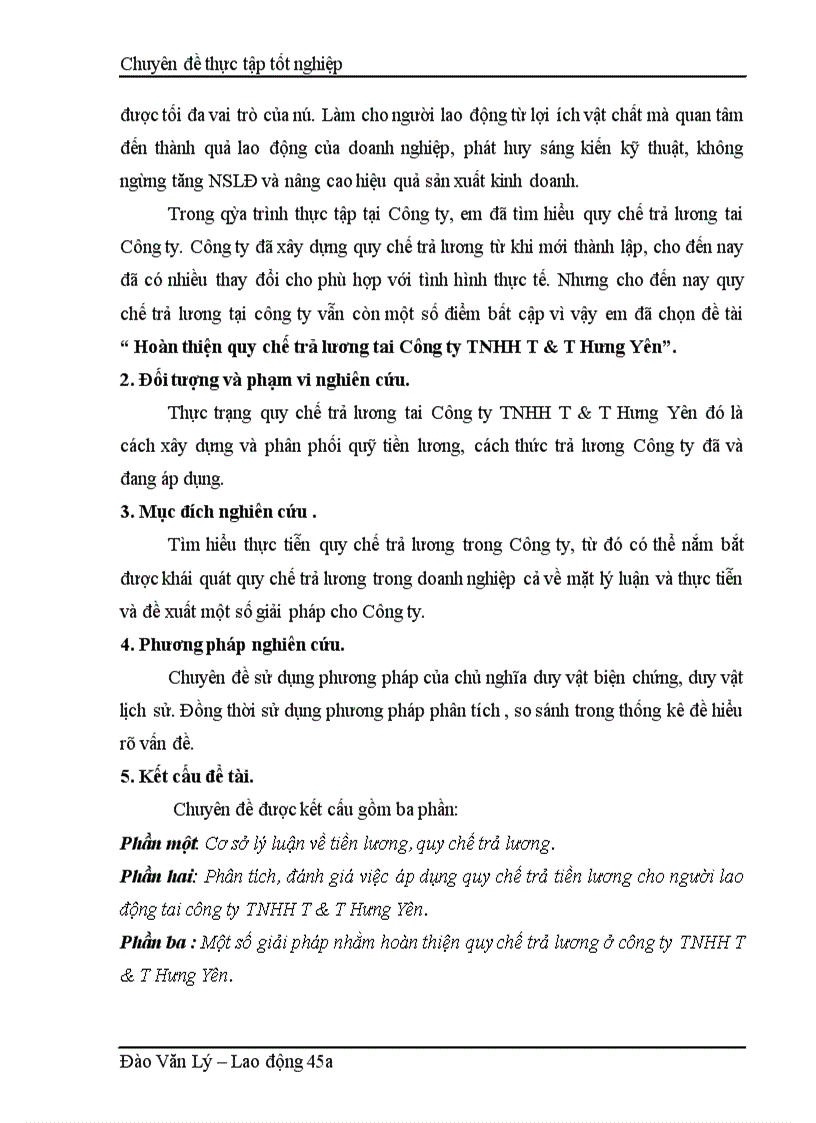 image for page Hoàn thiện quy chế trả lương tai Công ty TNHH T&T Hưng Yên