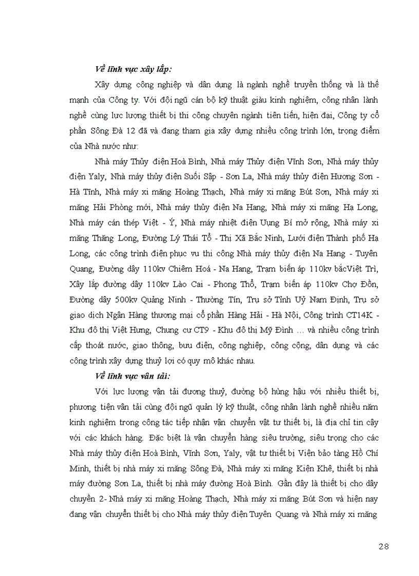 image for page Đẻ án báo cáo thực tập tại Công ty cổ phần Sông Đà 12Công ty cổ phần Sông Đà 12