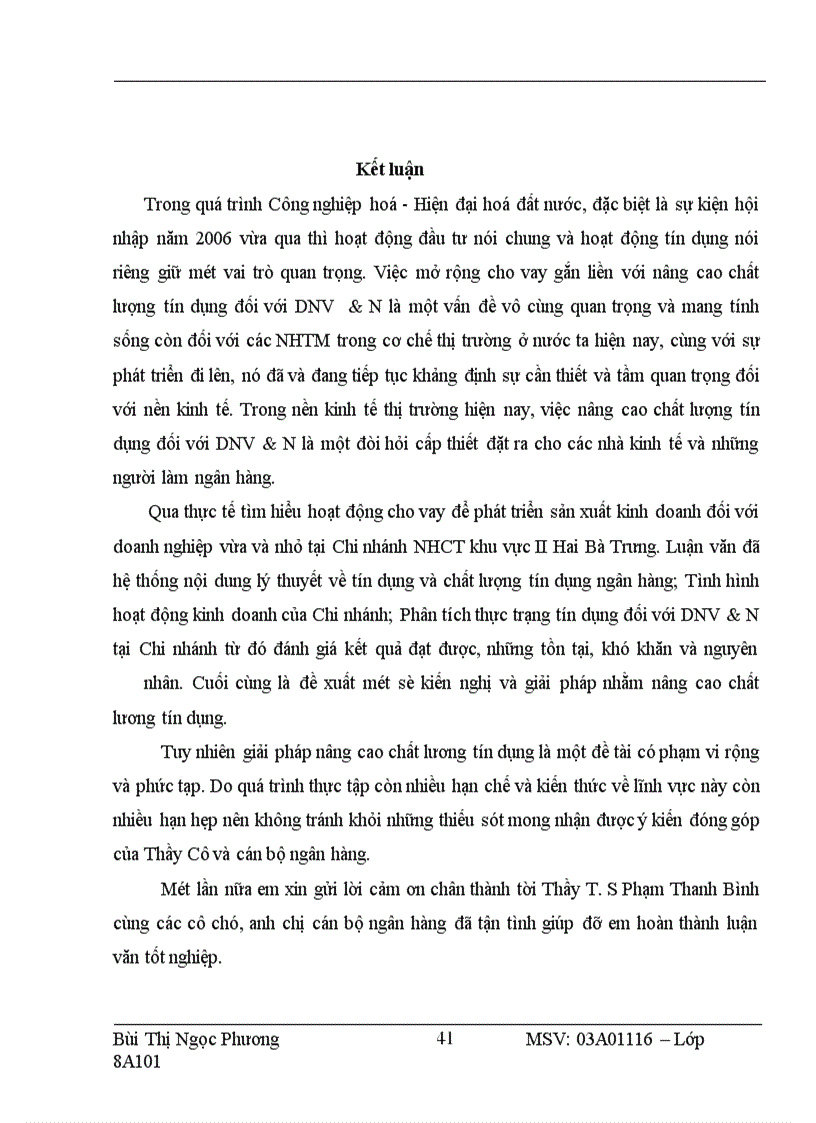 image for page Nâng cao chất lượng tín dụng đối với doanh nghiệp vừa và nhỏ tại chi nhánh ngân hàng công thương khu vực II Hai Bà Trưng
