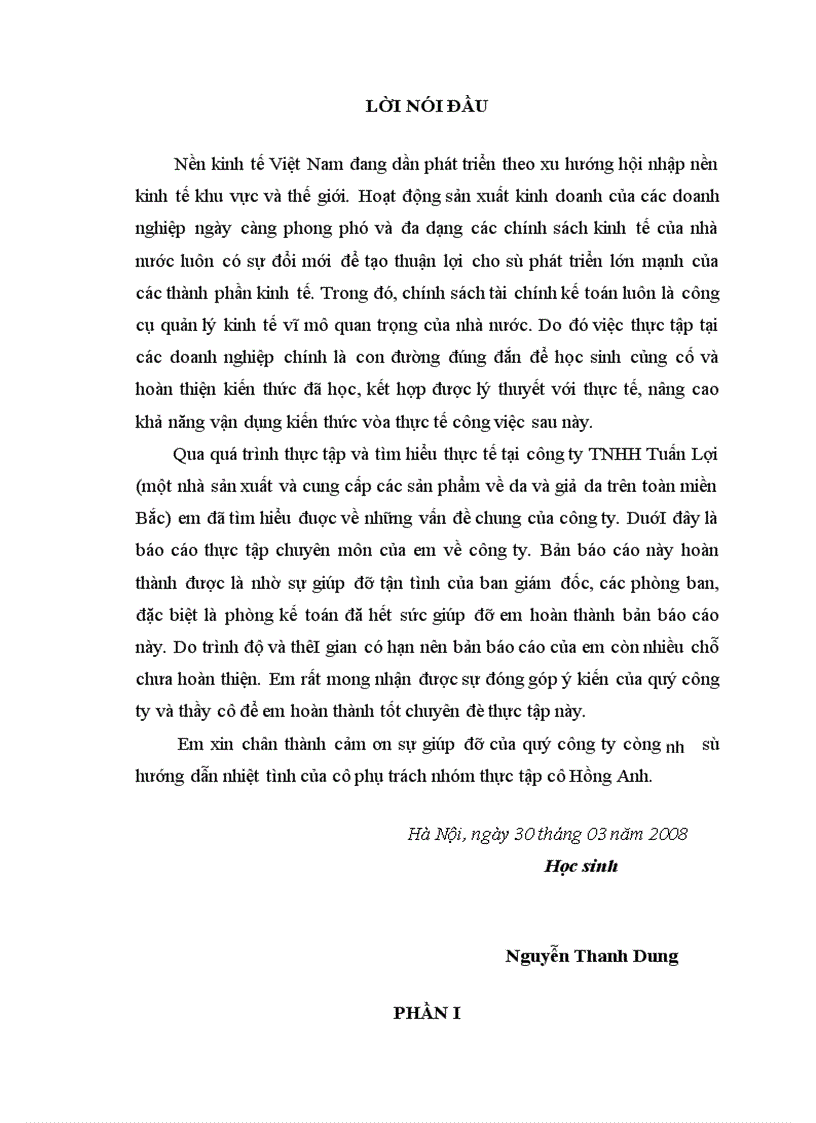 image for page Báo cáo thực tập tổng hợp tại CÔNG TY TNHH TUấN LợI