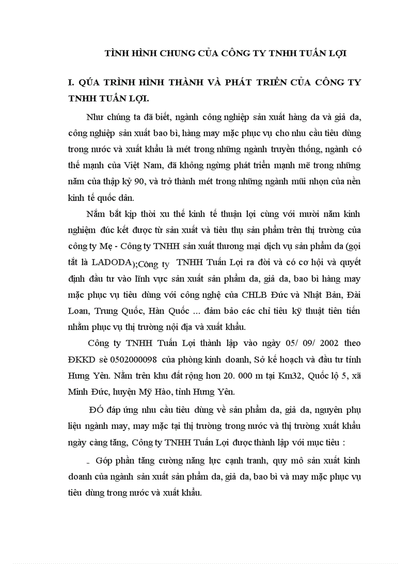 image for page Báo cáo thực tập tổng hợp tại CÔNG TY TNHH TUấN LợI