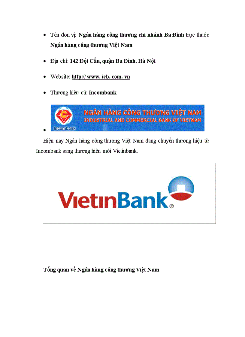 image for page Báo cáo tổng hợp Ngân hàng Công thương Việt Nam