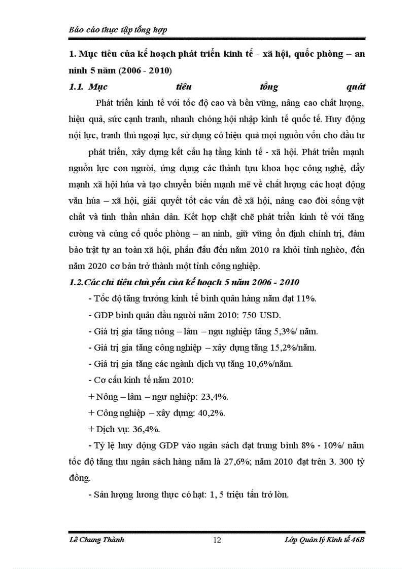 Báo cáo thực tập tổng hợp SỞ KẾ HOẠCH VÀ ĐẦU TƯ TỈNH THANH HOÁ