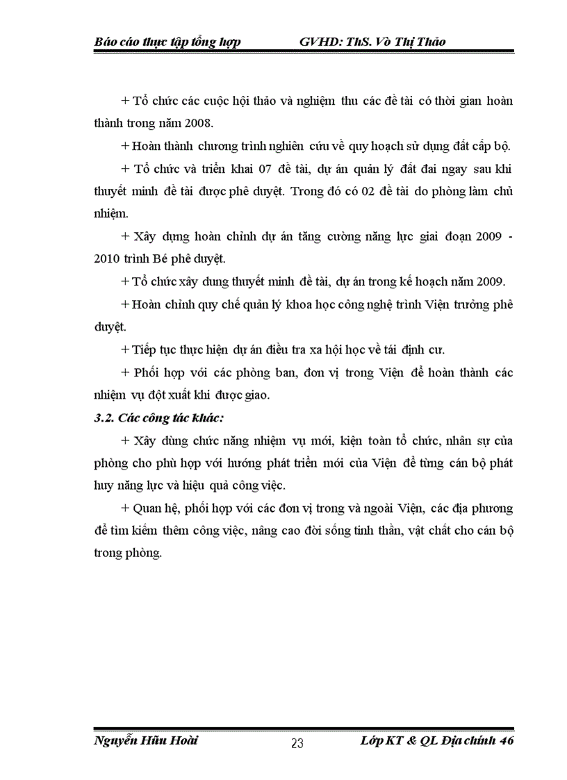 image for page Báo cáo tổng hợp tại Viện nghiên cứu Địa chính và Phòng Khoa học Công nghệ.