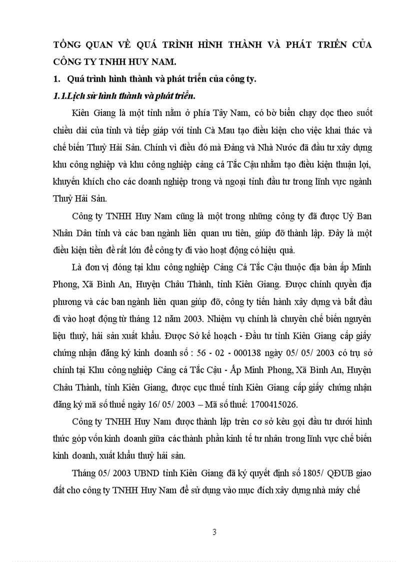 image for page Báo cáo tổng hợp về công ty TNHH Huy Nam