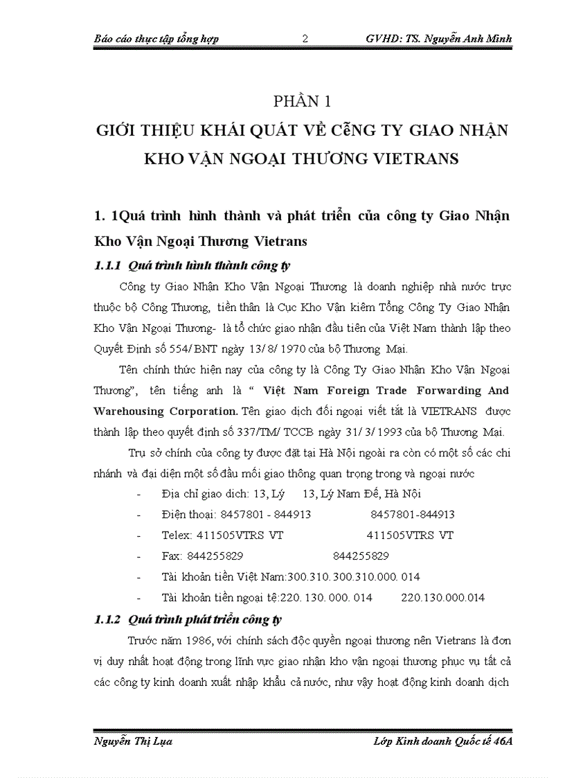 image for page Thực tập tổng hợp CÔNG TY GIAO NHẬN VẬN KHO VẬN NGOẠI THƯƠNG VIETRANS