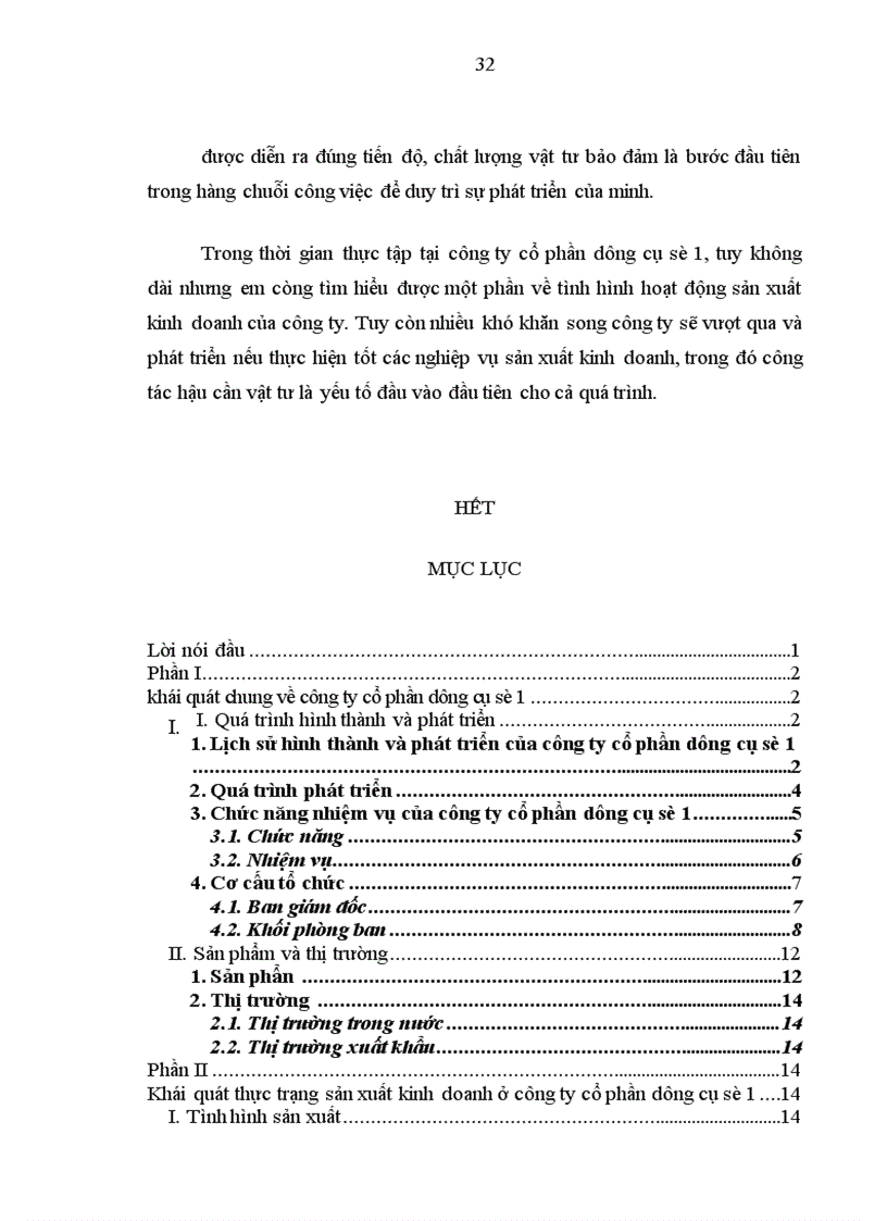 image for page Báo cáo tổng hợp về công ty cổ phần dụng cụ số 1