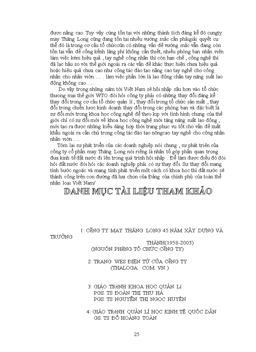 image for page Báo cáo tổng hợp về Công ty cổ phần may Thăng Long