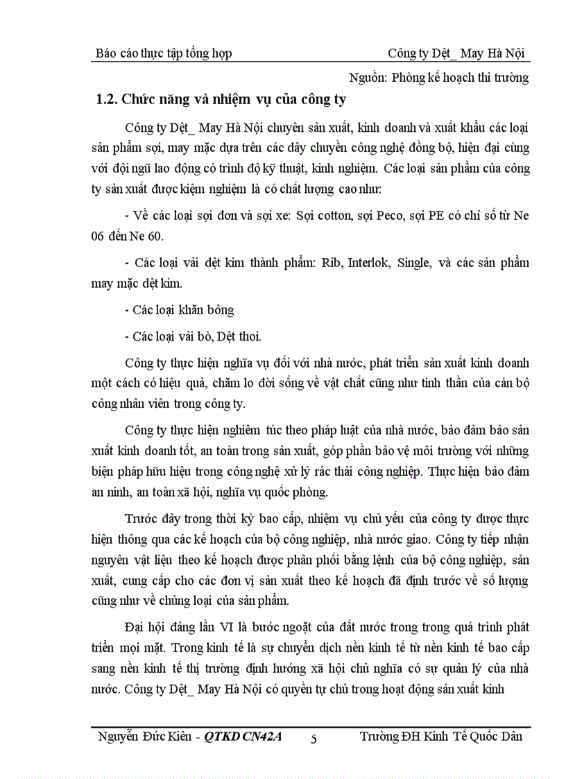 Báo cáo thực tập tổng hợp ng ty Dệt_May Hà Nội