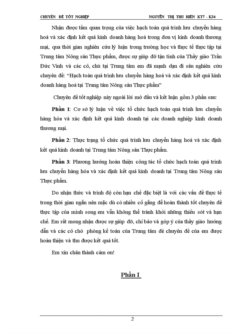 image for page Hạch toán quá trình lưu chuyển hàng hóa và xác định kết quả kinh doanh tại Trung tâm Nông sản Thực phẩm