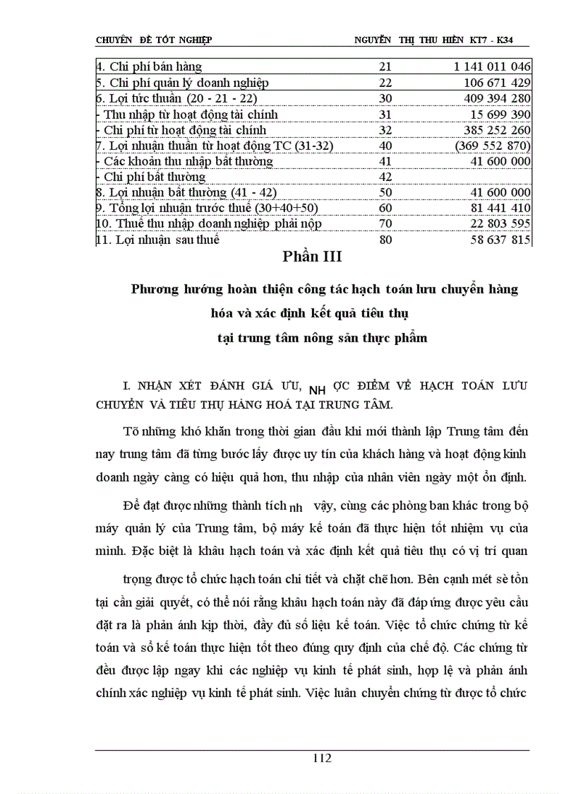image for page Hạch toán quá trình lưu chuyển hàng hóa và xác định kết quả kinh doanh tại Trung tâm Nông sản Thực phẩm