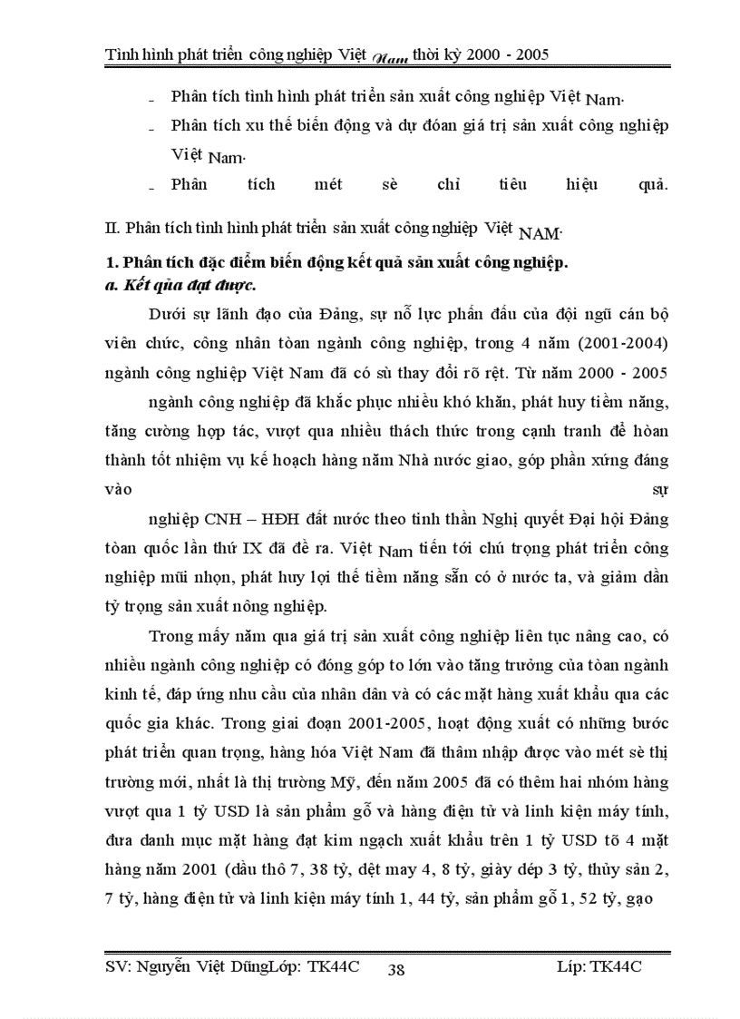 image for page Vận dụng phương pháp dãy số thời gian phân tích tình hình phát triển công nghiệp Việt Nam từ 2000-2005 và dư đoán ngắn hạn đến 2007