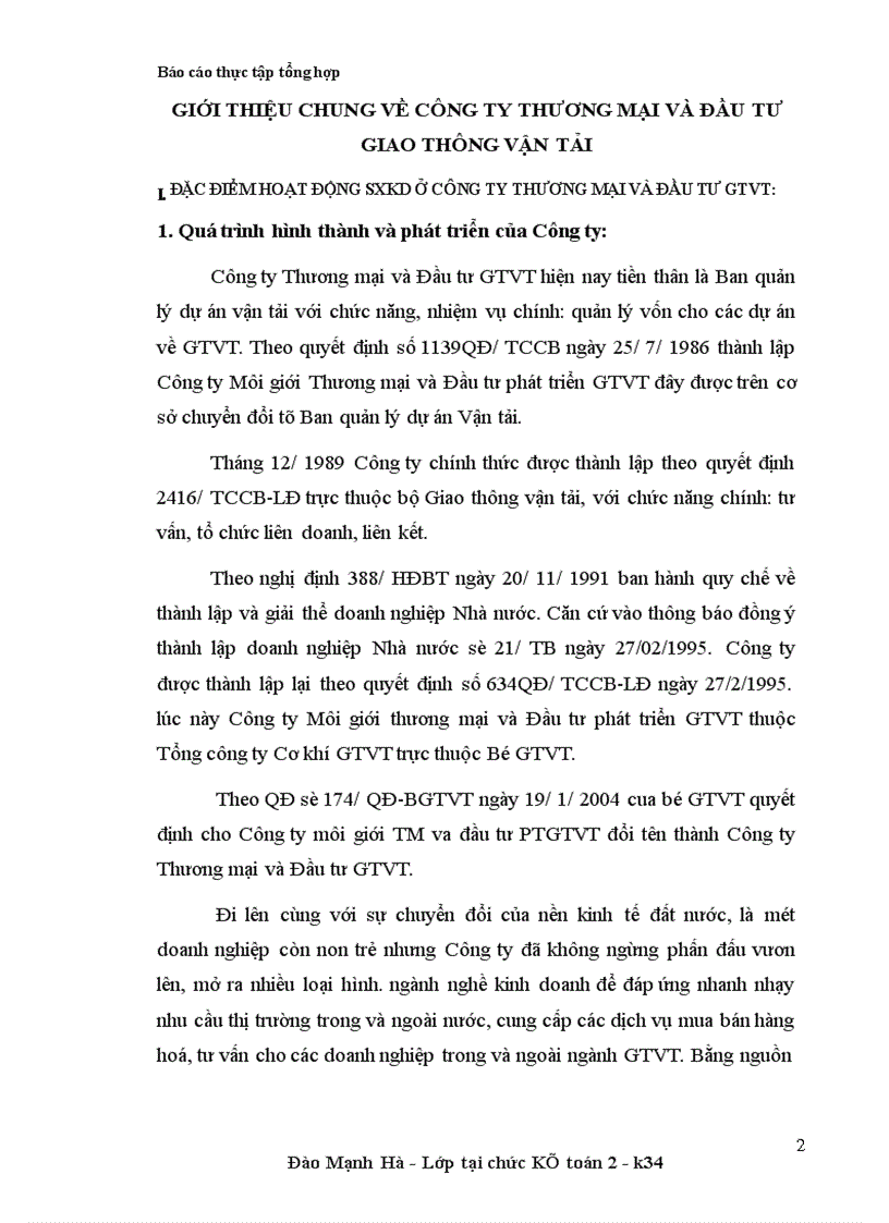 image for page Thực trạng tổ chức hạch toán bán hàng hàng hóa và xác định kết quả bán hàng tại công ty môi giới thương mại và đầu tư phát triển GTVT