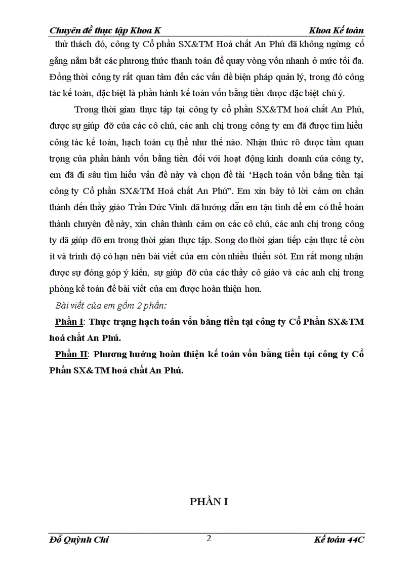 image for page Hạch toán vốn bằng tiền tại công ty Cổ phần SX&TM Hoá chất An Phú