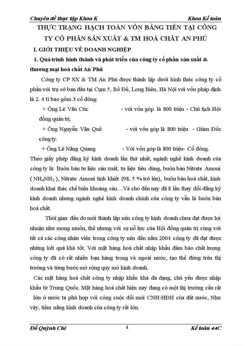 image for page Hạch toán vốn bằng tiền tại công ty Cổ phần SX&TM Hoá chất An Phú