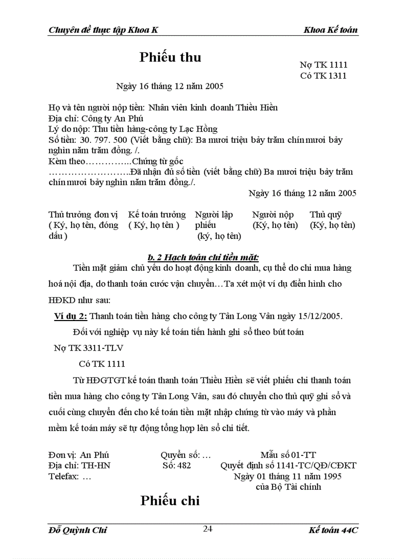 image for page Hạch toán vốn bằng tiền tại công ty Cổ phần SX&TM Hoá chất An Phú