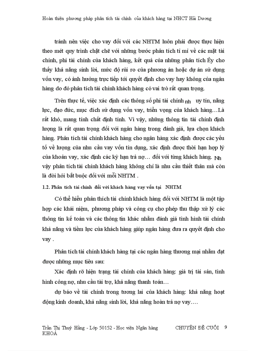 image for page Hoàn thiện phương pháp phân tích tài chính của khách hàng tại Ngân hàng Công Thương Hải Dương
