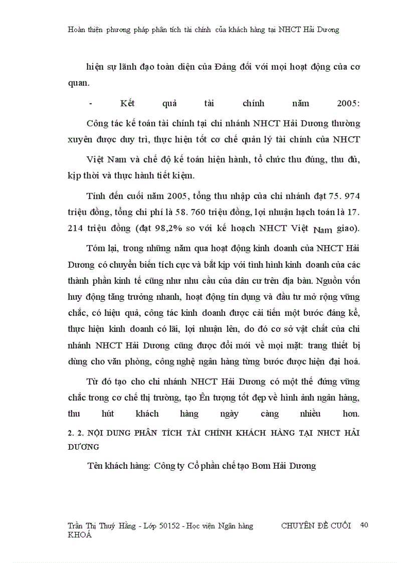 image for page Hoàn thiện phương pháp phân tích tài chính của khách hàng tại Ngân hàng Công Thương Hải Dương