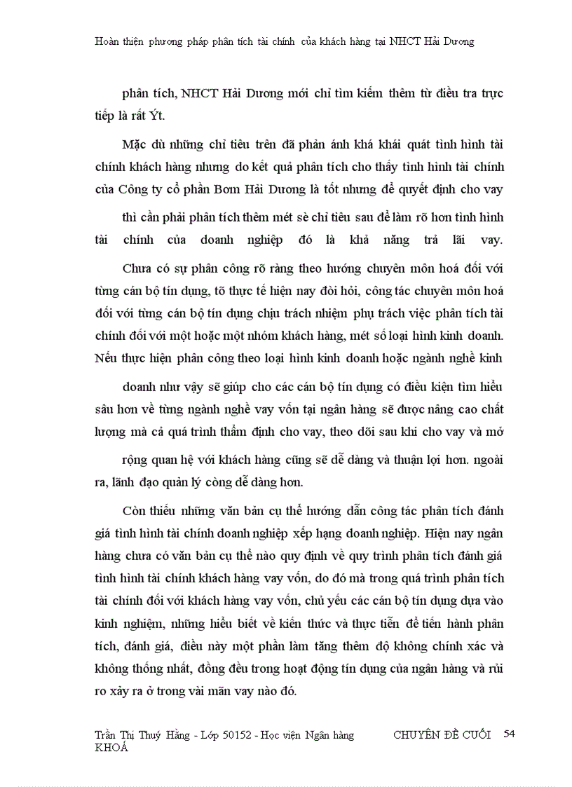 image for page Hoàn thiện phương pháp phân tích tài chính của khách hàng tại Ngân hàng Công Thương Hải Dương