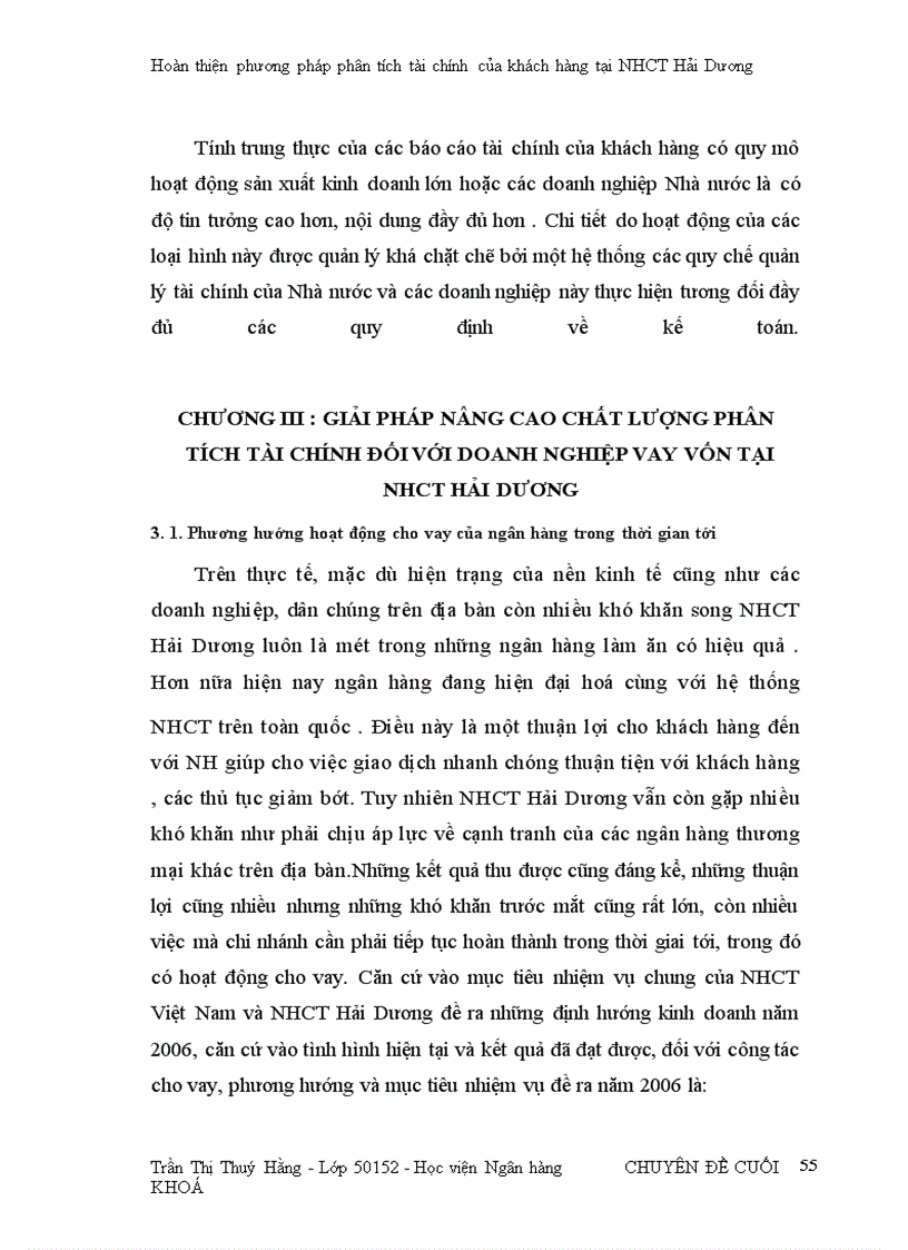 image for page Hoàn thiện phương pháp phân tích tài chính của khách hàng tại Ngân hàng Công Thương Hải Dương