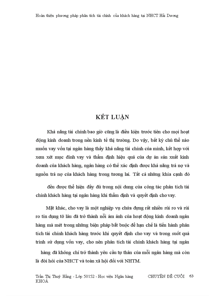 image for page Hoàn thiện phương pháp phân tích tài chính của khách hàng tại Ngân hàng Công Thương Hải Dương