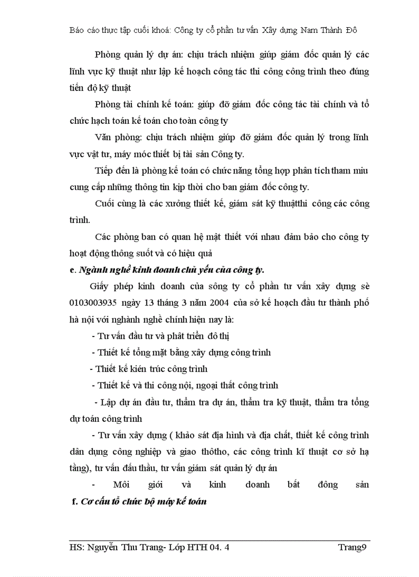 image for page Báo cáo thực tập cuối khoá: Công ty cổ phần tư vấn Xây dựng Nam Thành Đô