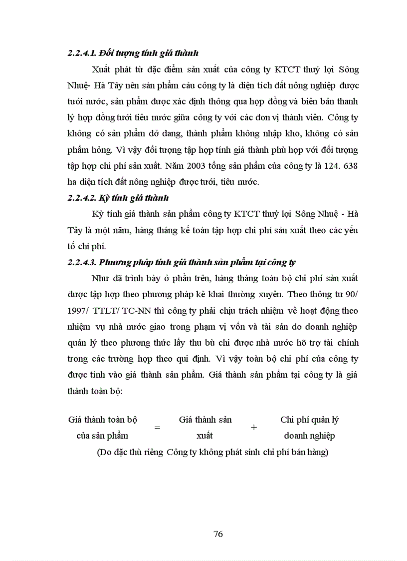 image for page Hoàn thiện kế toán chi phí sản xuất và tính giá thành sản phẩm tại Công ty khai thác công trình thuỷ lợi Sông Nhuệ - Hà Tây