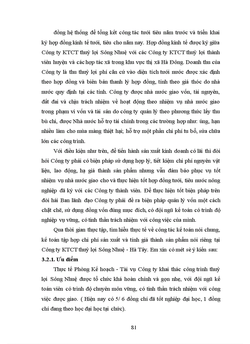 image for page Hoàn thiện kế toán chi phí sản xuất và tính giá thành sản phẩm tại Công ty khai thác công trình thuỷ lợi Sông Nhuệ - Hà Tây