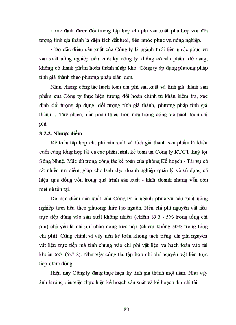 image for page Hoàn thiện kế toán chi phí sản xuất và tính giá thành sản phẩm tại Công ty khai thác công trình thuỷ lợi Sông Nhuệ - Hà Tây