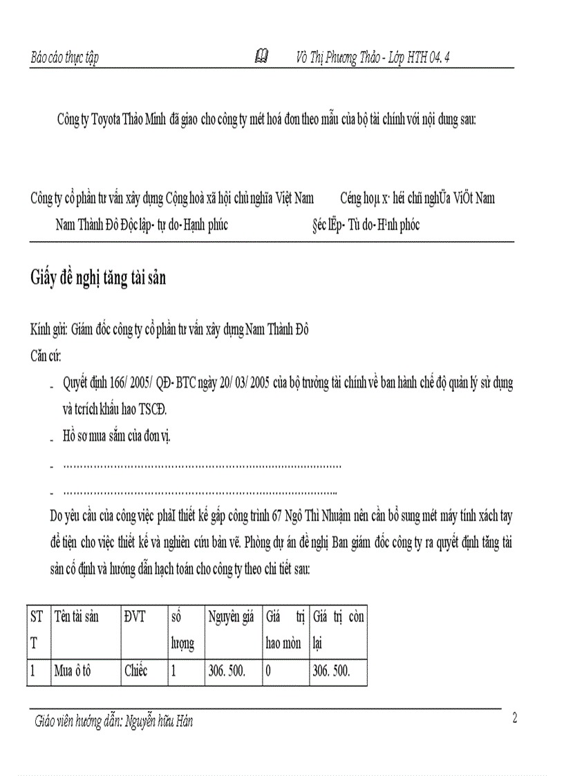 image for page Báo cáo thực tập tại công ty CP Tư vấn xây dựng Nam Thành Đô