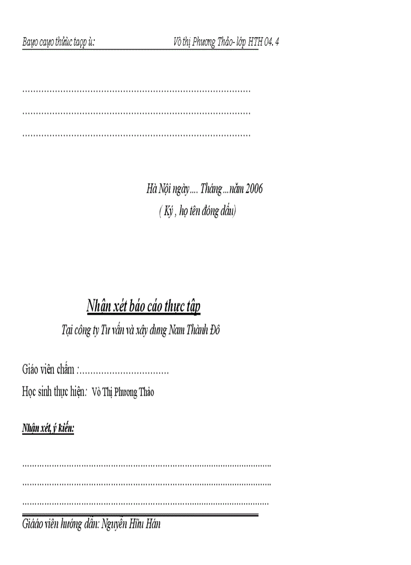 image for page Báo cáo thực tập tại công ty CP Tư vấn xây dựng Nam Thành Đô