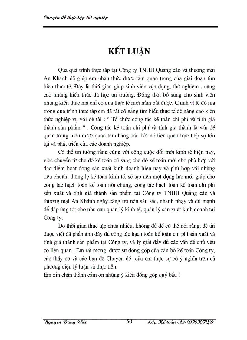 image for page Tổ chức kế toán chi phí sản xuất và tính giá thành sản phẩm ở công ty TNHH Quảng cáo và thương mại An Khánh